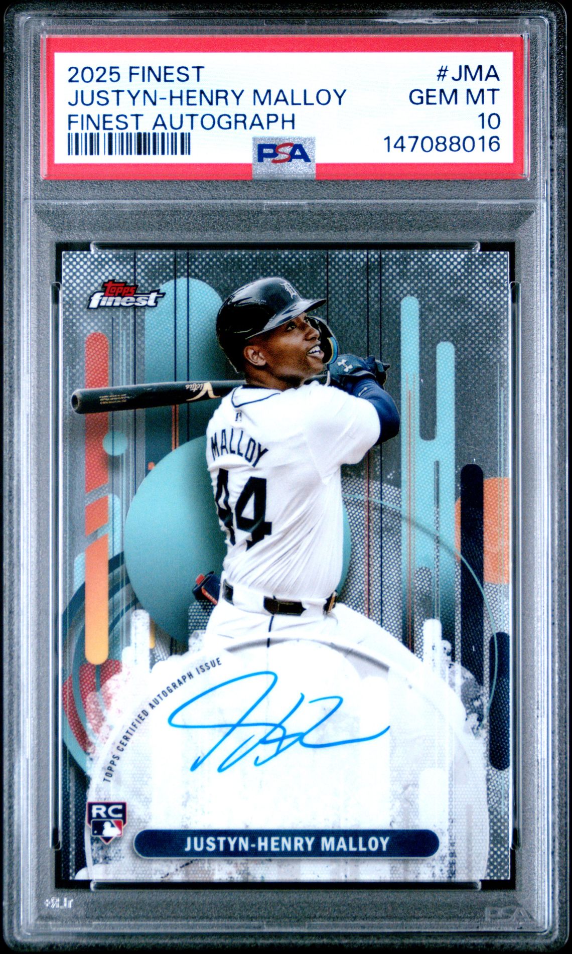 2025 Topps Finest Finest Autographs Justyn-Henry Malloy #Jma Gem Mt 10 front