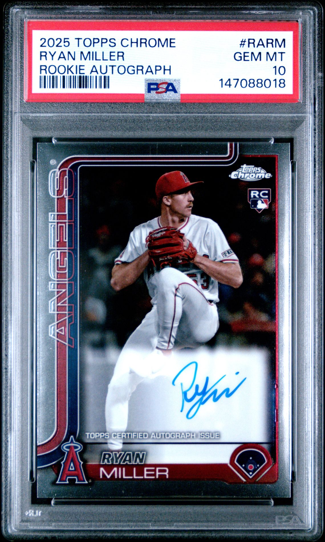 2025 Topps Chrome Rookie Autographs Ryan Miller #Rarm Gem Mt 10 front