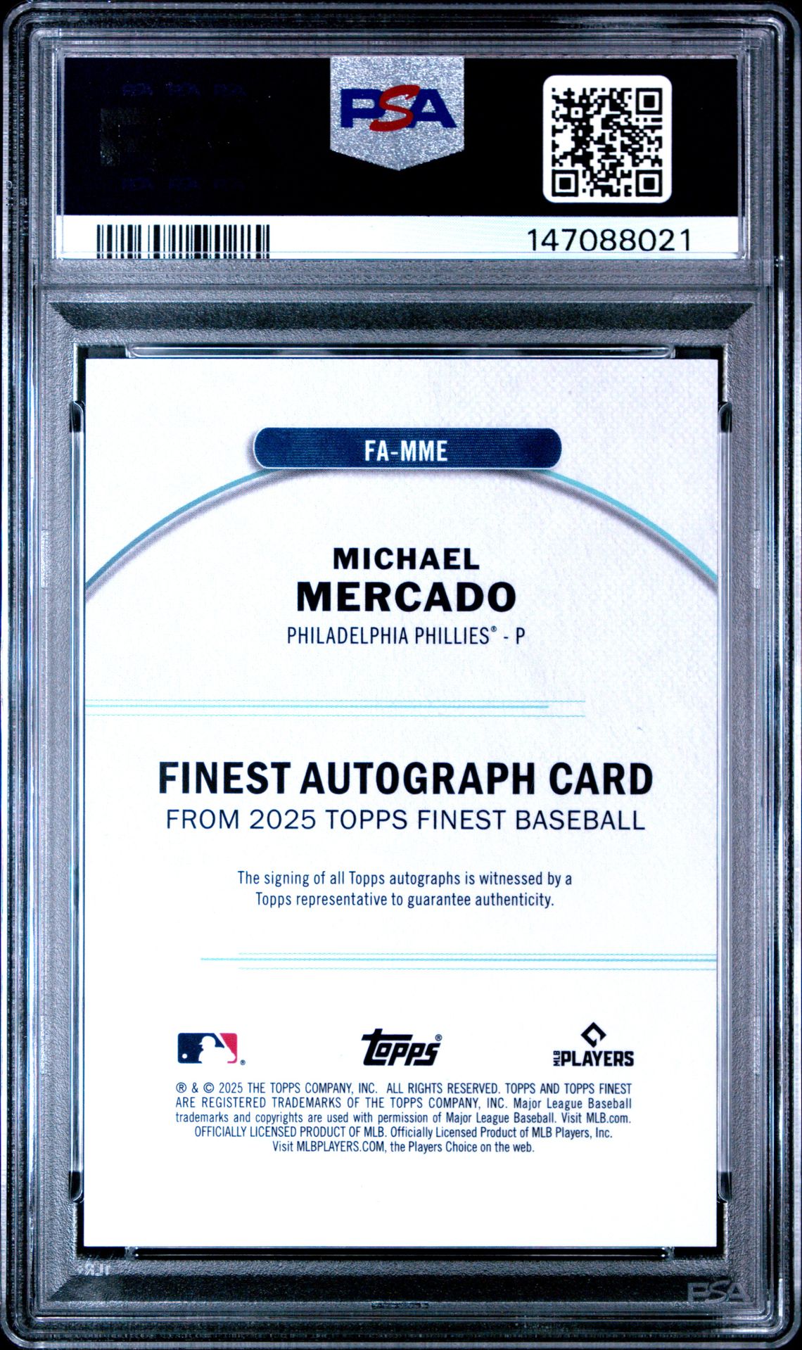 2025 Topps Finest Finest Autographs Michael Mercado #Mme Mint 9 back