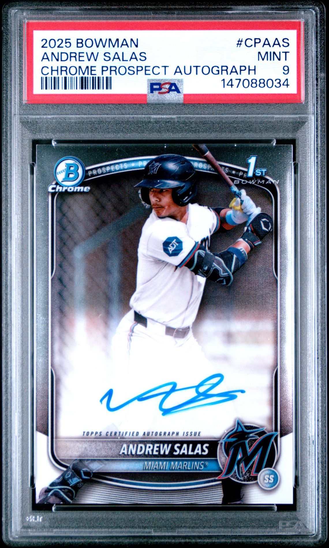 2025 Bowman Chrome Prospect Autographs Andrew Salas #Cpaas Mint 9 front