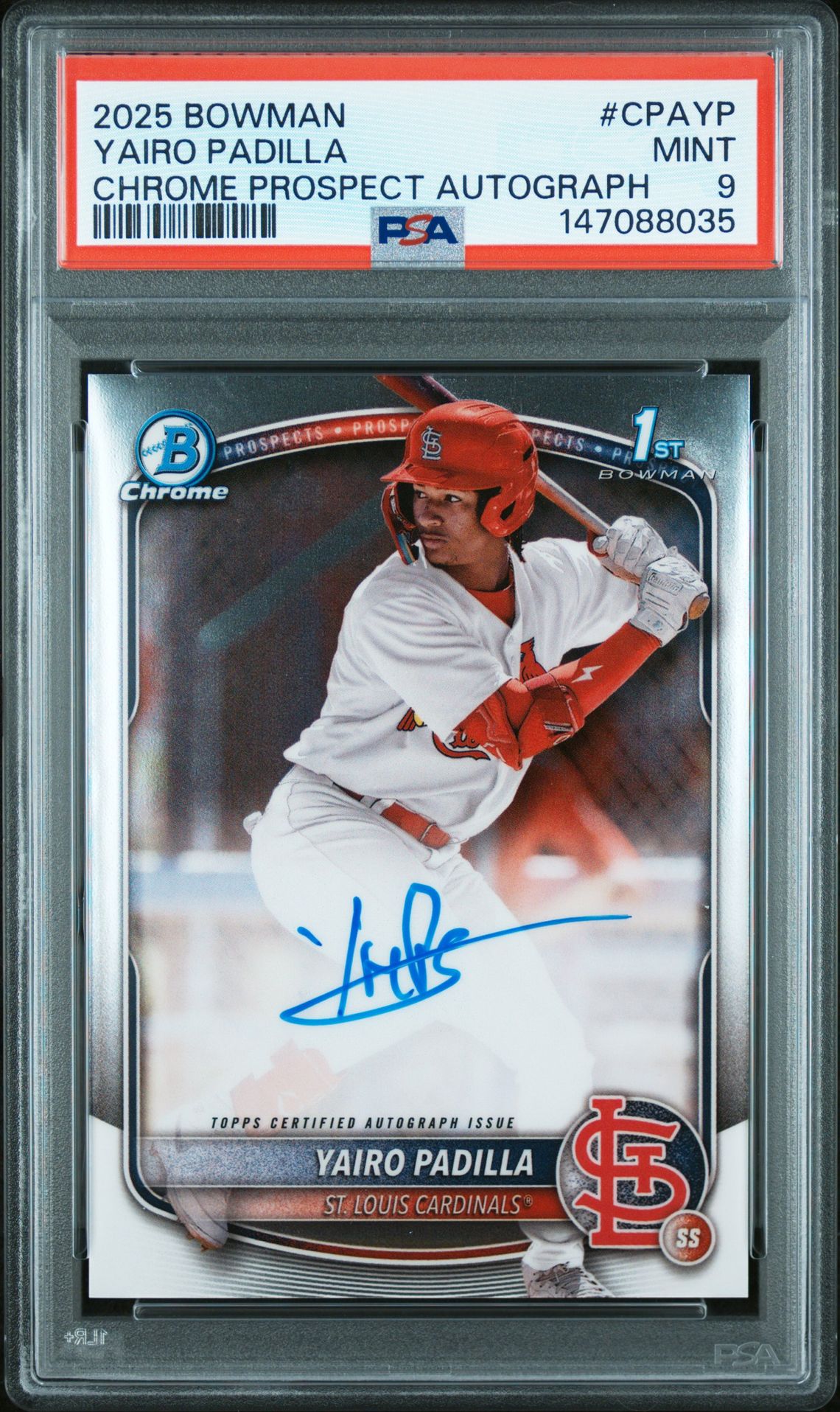 2025 Bowman Chrome Prospect Autographs Yairo Padilla #Cpayp Mint 9 front
