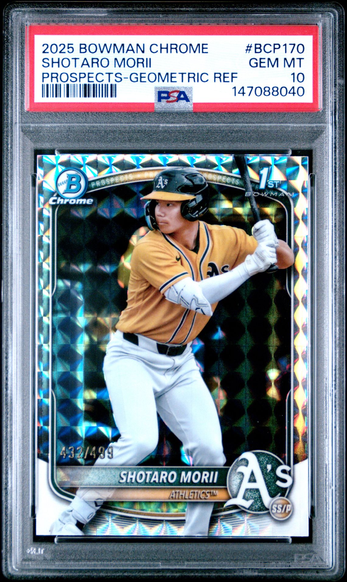 2025 Bowman Chrome Prospects Shotaro Morii #Bcp170 (Prospects-Geometric Ref) Gem Mt 10 front
