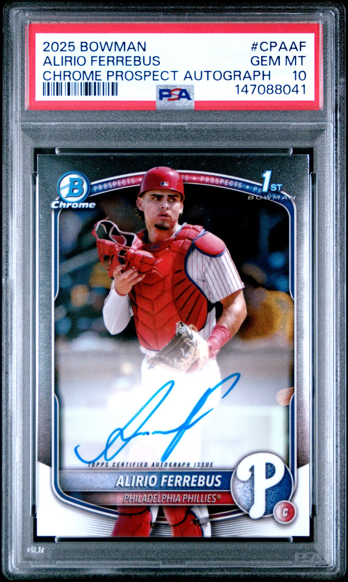 2025 Bowman Chrome Prospect Autographs Alirio Ferrebus #Cpaaf Gem Mt 10 front