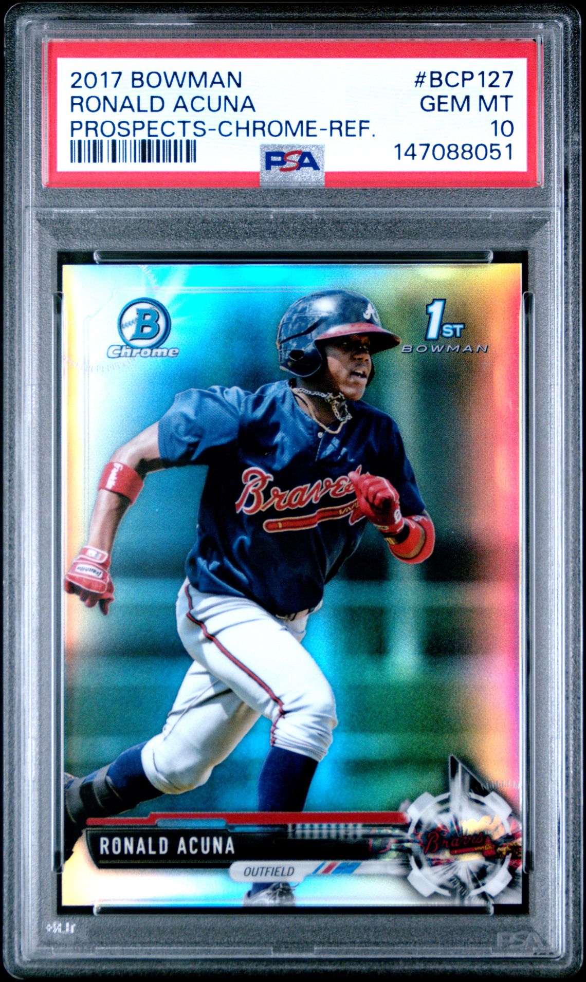2017 Bowman Prospects Ronald Acuna #Bcp127 (Prospects-Chrome-Ref.) Gem Mt 10 front