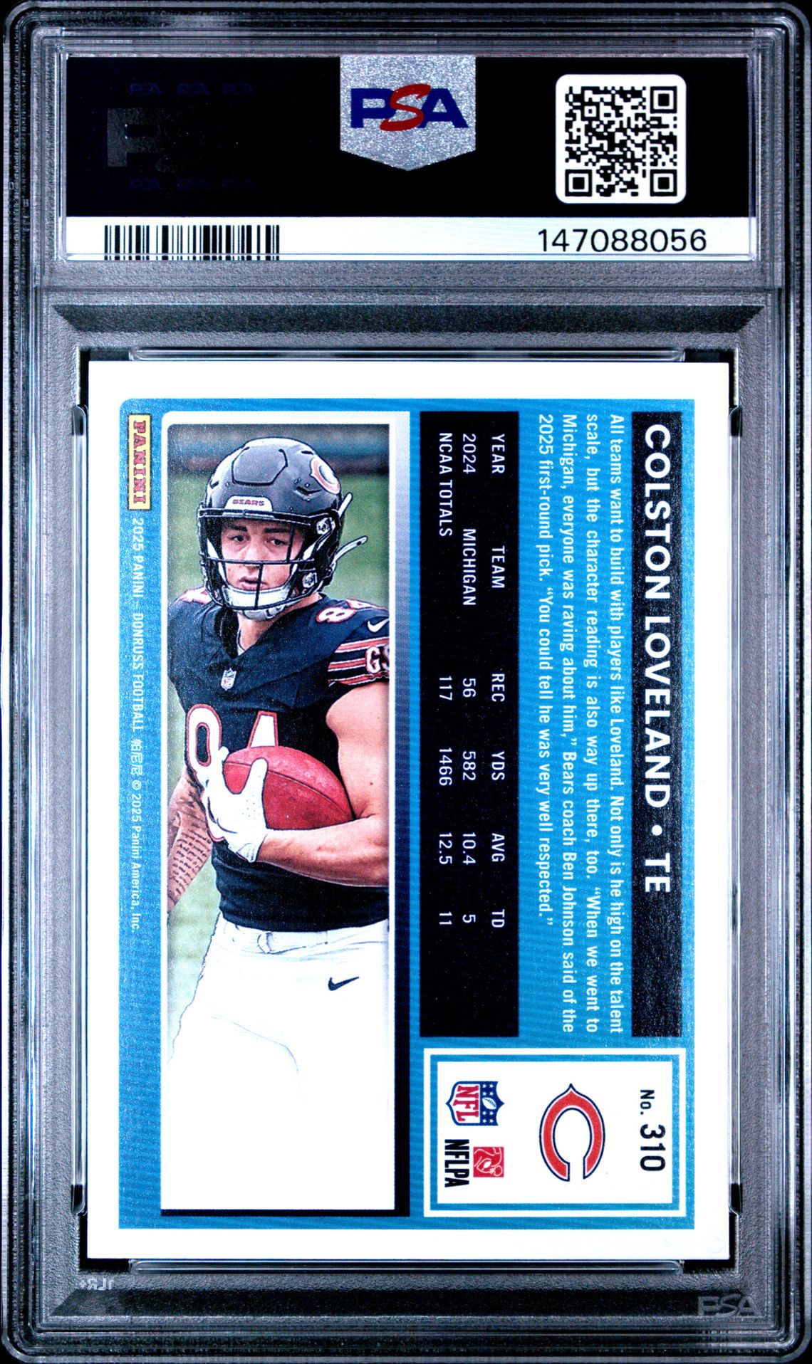 2025 Panini Donruss Colston Loveland #310 Mint 9 back