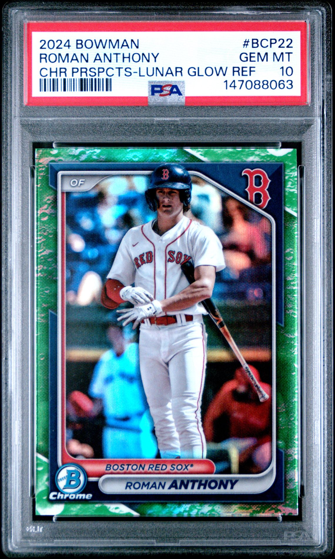 2024 Bowman Chrome Prospects Roman Anthony #Bcp22 (Chr Prspcts-Lunar Glow Ref) Gem Mt 10 front