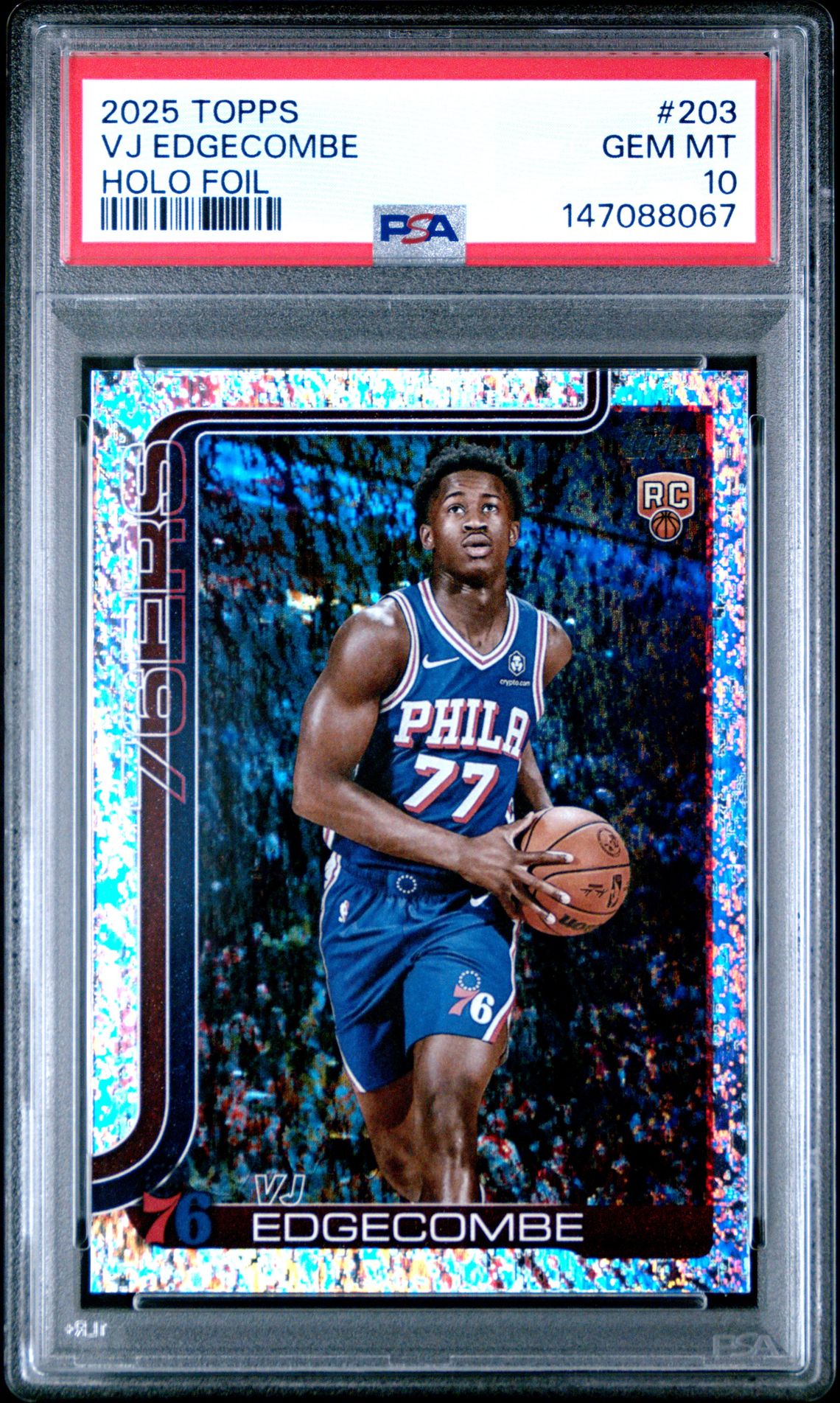 2025 Topps Vj Edgecombe #203 (Holo Foil) Gem Mt 10 front