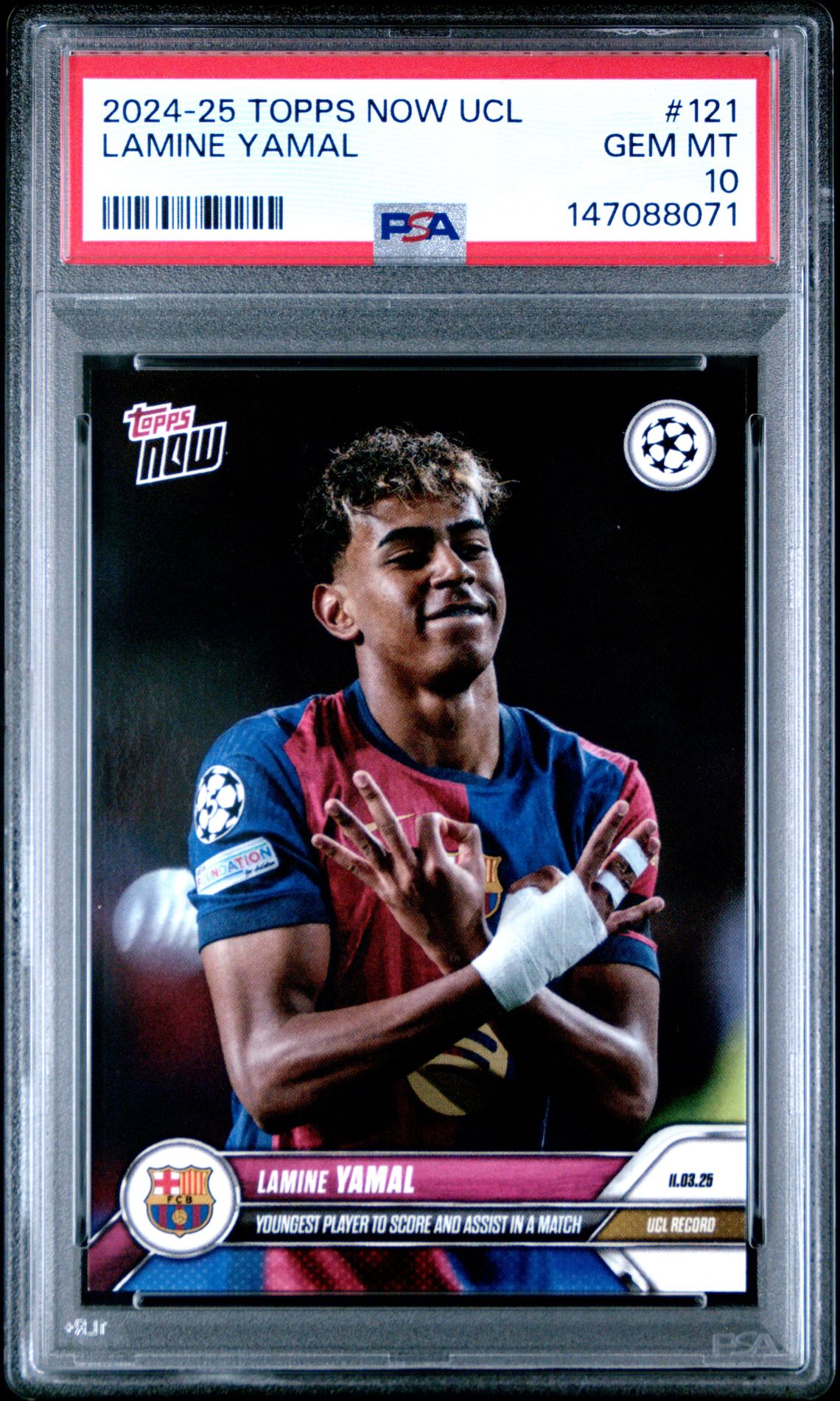2024-25 Topps Now Uefa Champions League Lamine Yamal #121 Gem Mt 10 front