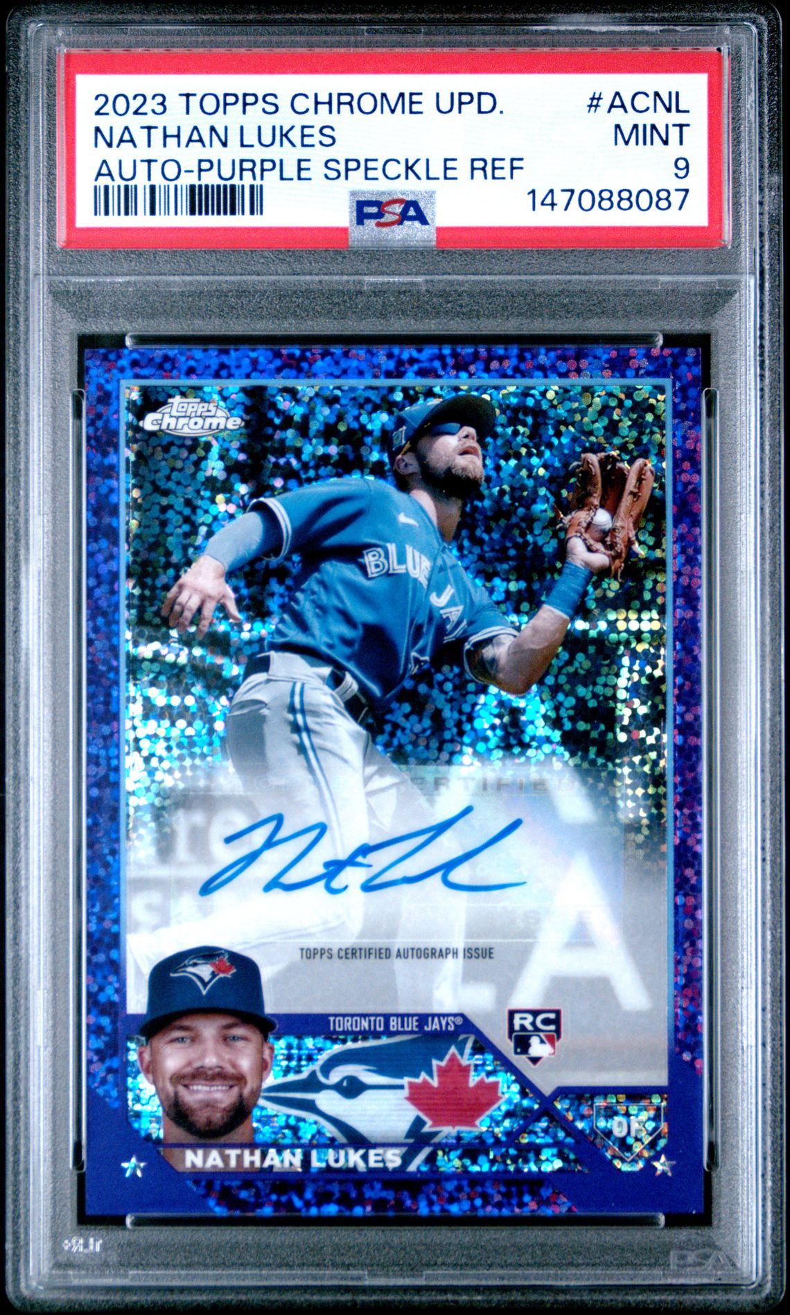 2023 Topps Chrome Update Autograph Nathan Lukes #Acnl (Auto-Purple Speckle Ref) Mint 9 front
