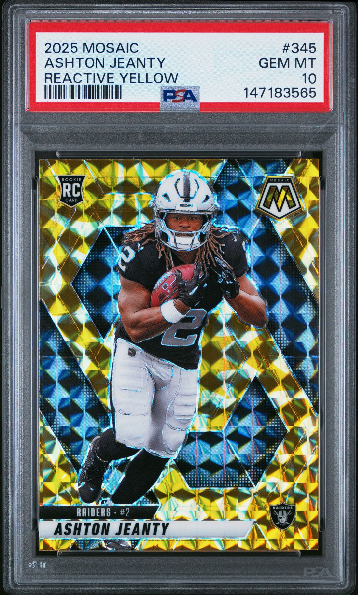 2025 Panini Mosaic Ashton Jeanty #345 (Reactive Yellow) Gem Mt 10 front
