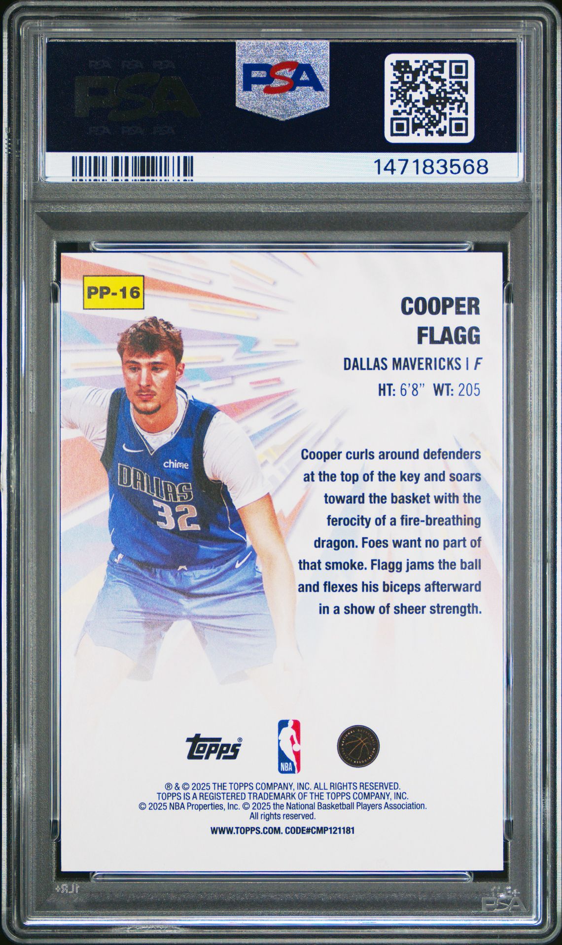2025 Topps Power Players Cooper Flagg #Pp-16 Gem Mt 10 back