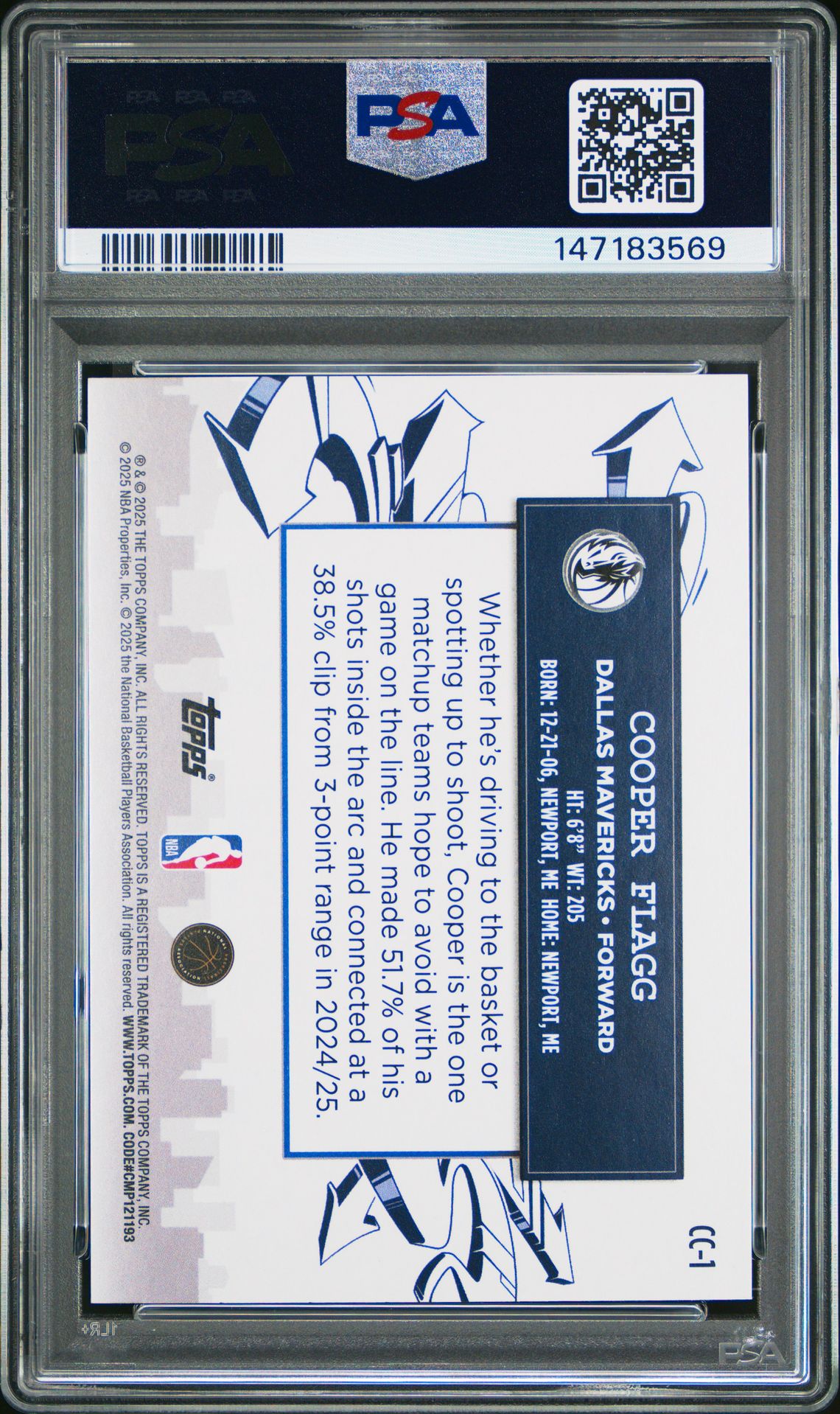 2025 Topps Clutch City Prospects Cooper Flagg #Cc-1 Mint 9 back