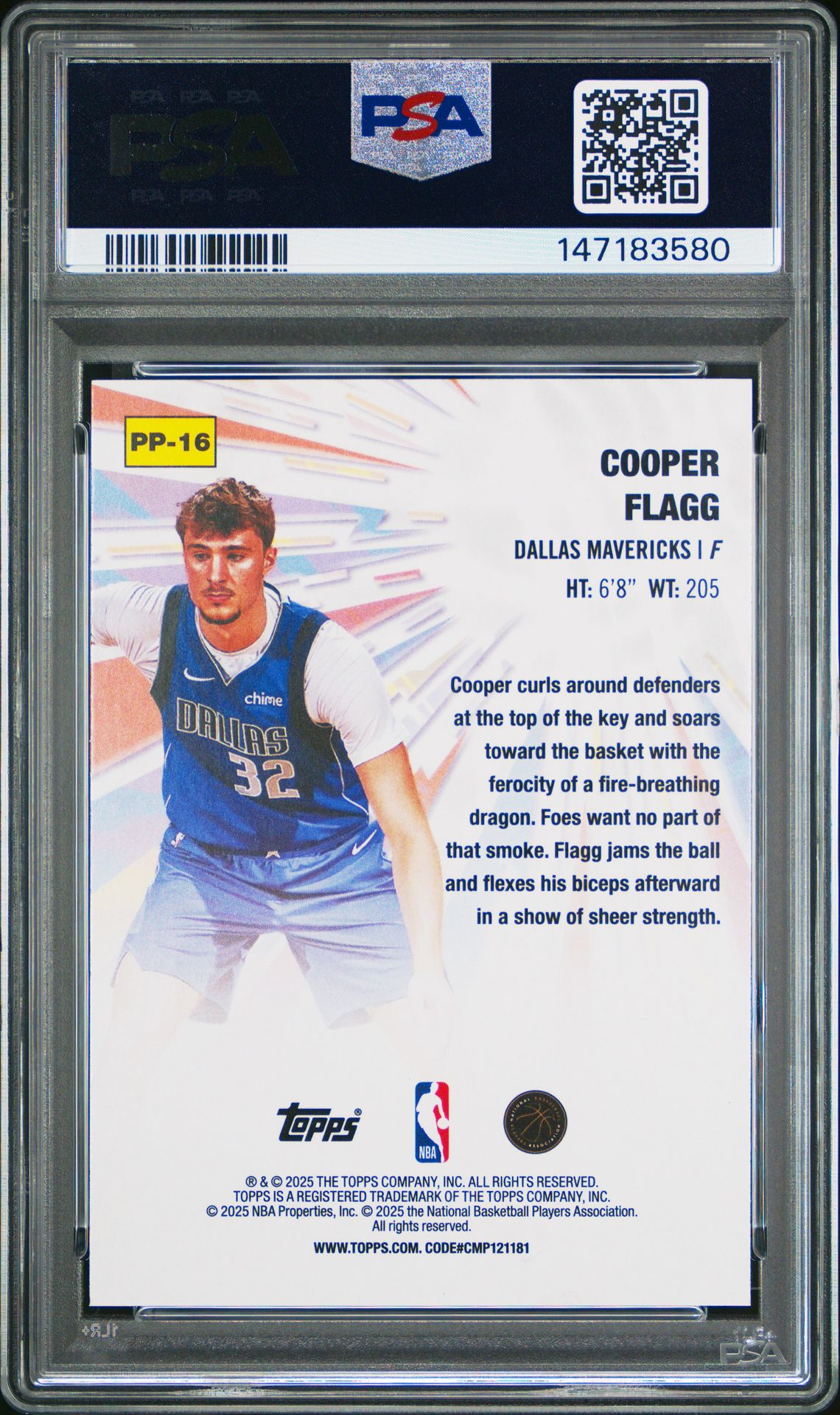 2025 Topps Power Players Cooper Flagg #Pp-16 Gem Mt 10 back