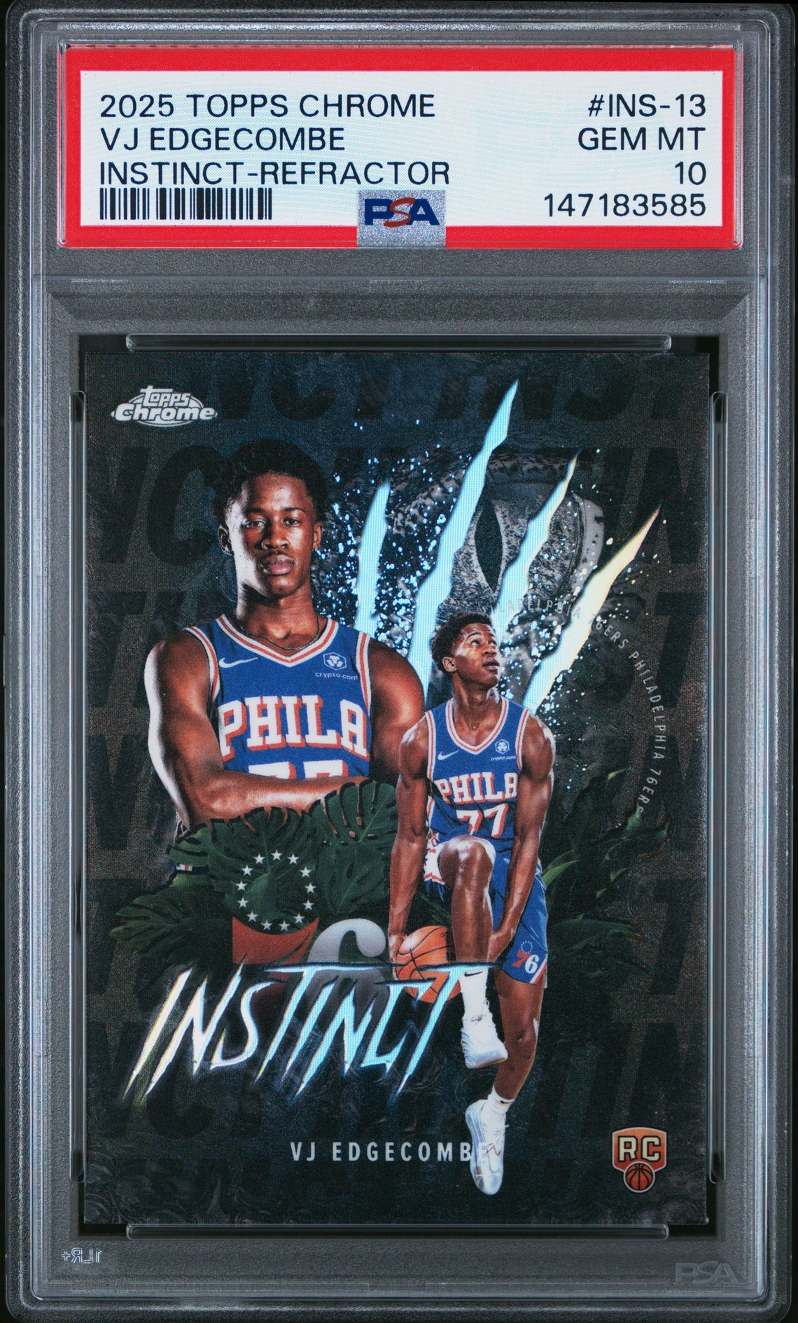 2025 Topps Chrome Instinct Vj Edgecombe #Ins-13 (Instinct-Refractor) Gem Mt 10 front