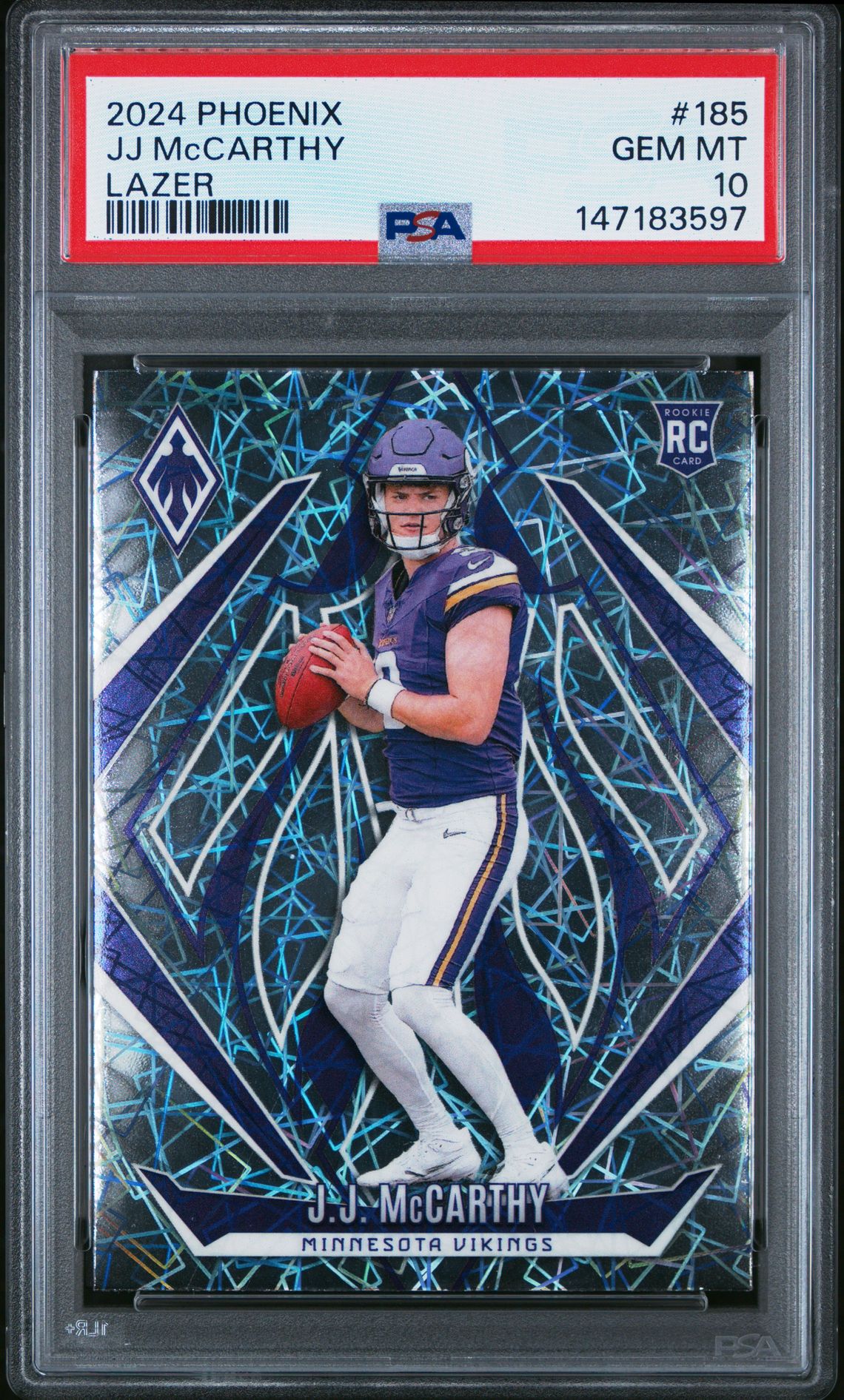 2024 Panini Phoenix Jj Mccarthy #185 (Lazer) Gem Mt 10 front