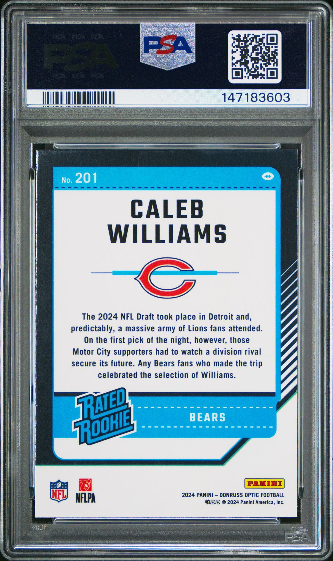 2024 Panini Donruss Optic Caleb Williams #201 Nm-Mt 8 back