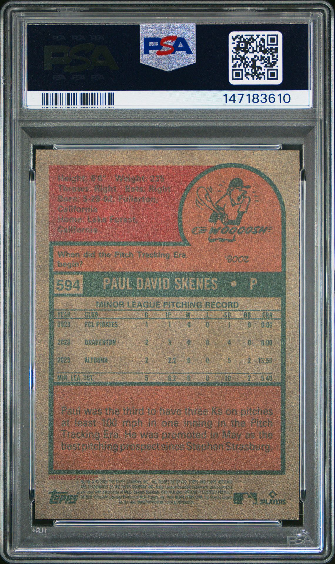 2024 Topps Heritage Paul Skenes #594 Nm-Mt 8 back