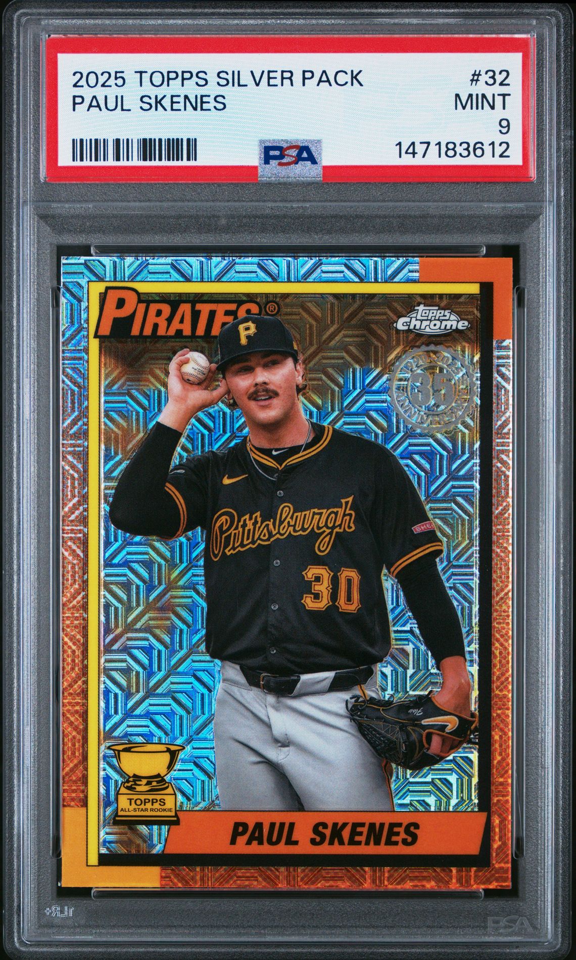 2025 Topps Silver Pack 1990 Chrome Promo Paul Skenes #32 Mint 9 front