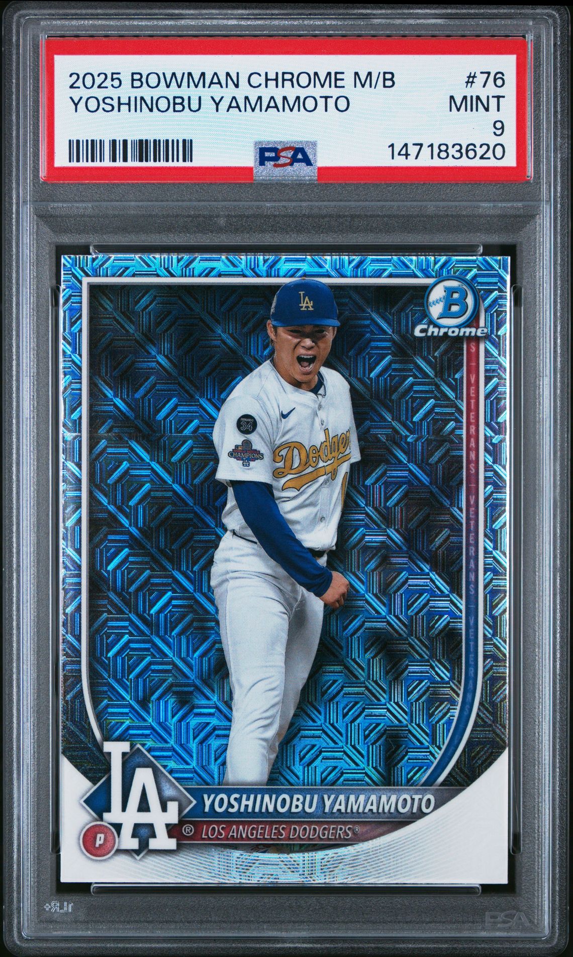 2025 Bowman Chrome Mega Box Yoshinobu Yamamoto #76 Mint 9 front