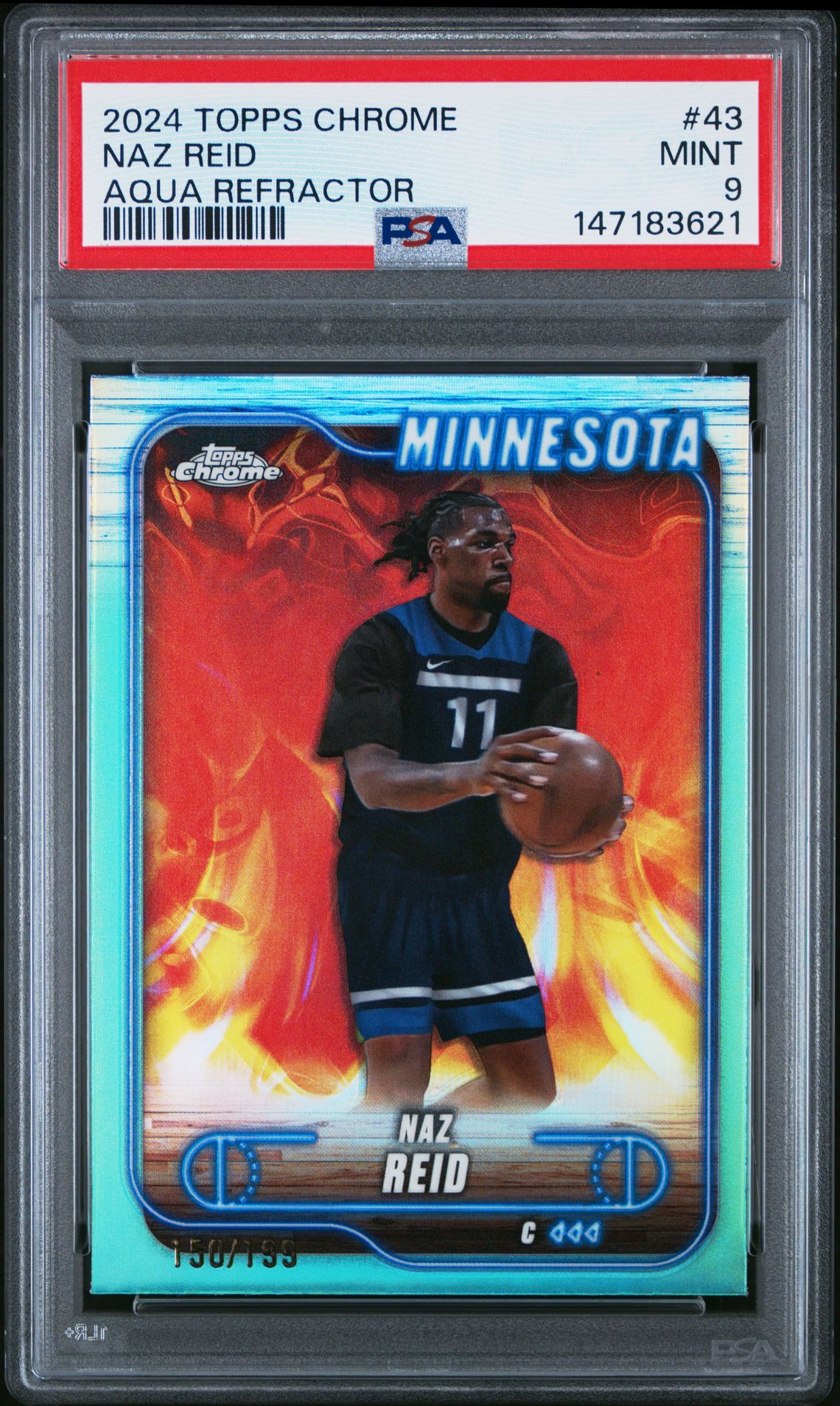 2024 Topps Chrome Naz Reid #43 (Aqua Refractor) Mint 9 front