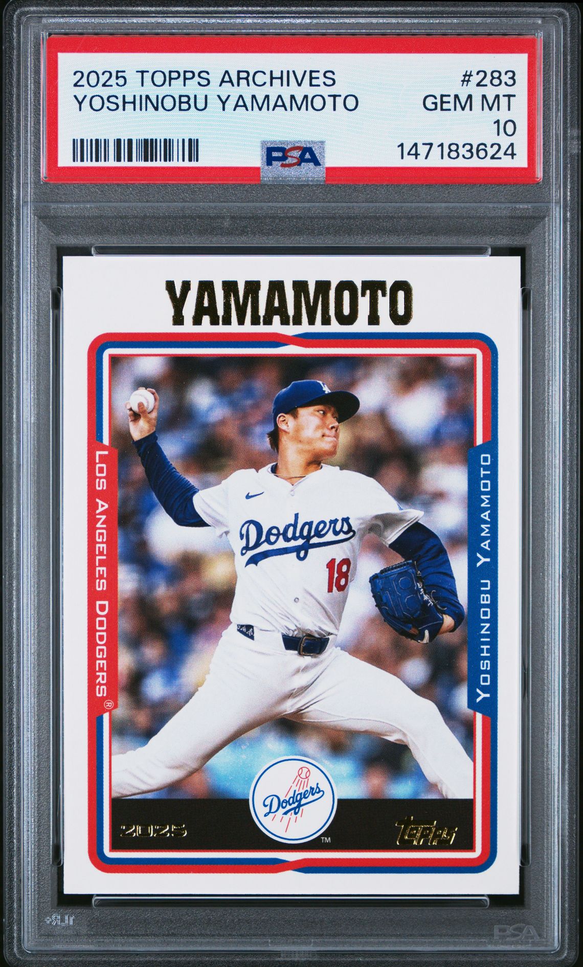 2025 Topps Archives Yoshinobu Yamamoto #283 Gem Mt 10 front