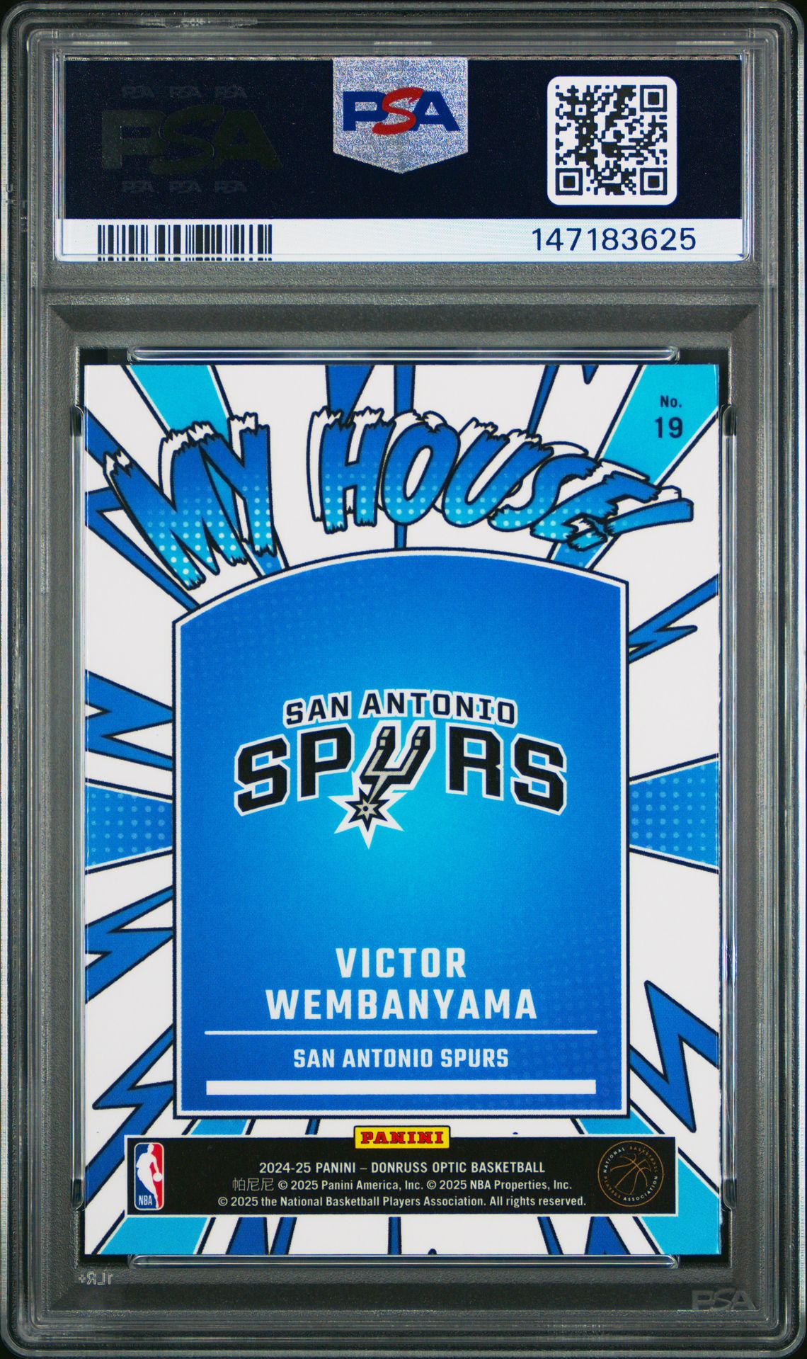 2024 Panini Donruss Optic My House Victor Wembanyama #19 Gem Mt 10 back