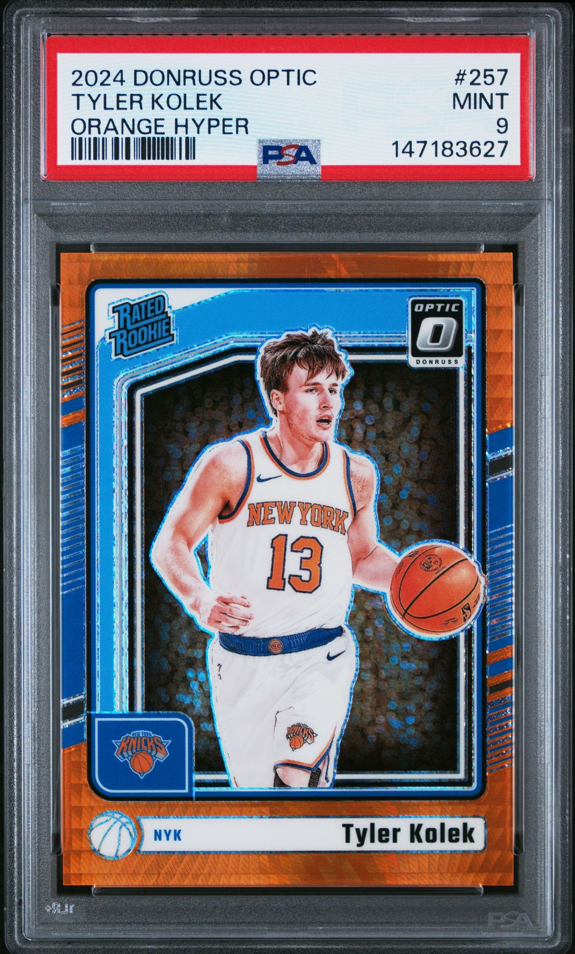 2024 Panini Donruss Optic Tyler Kolek #257 (Orange Hyper) Mint 9 front