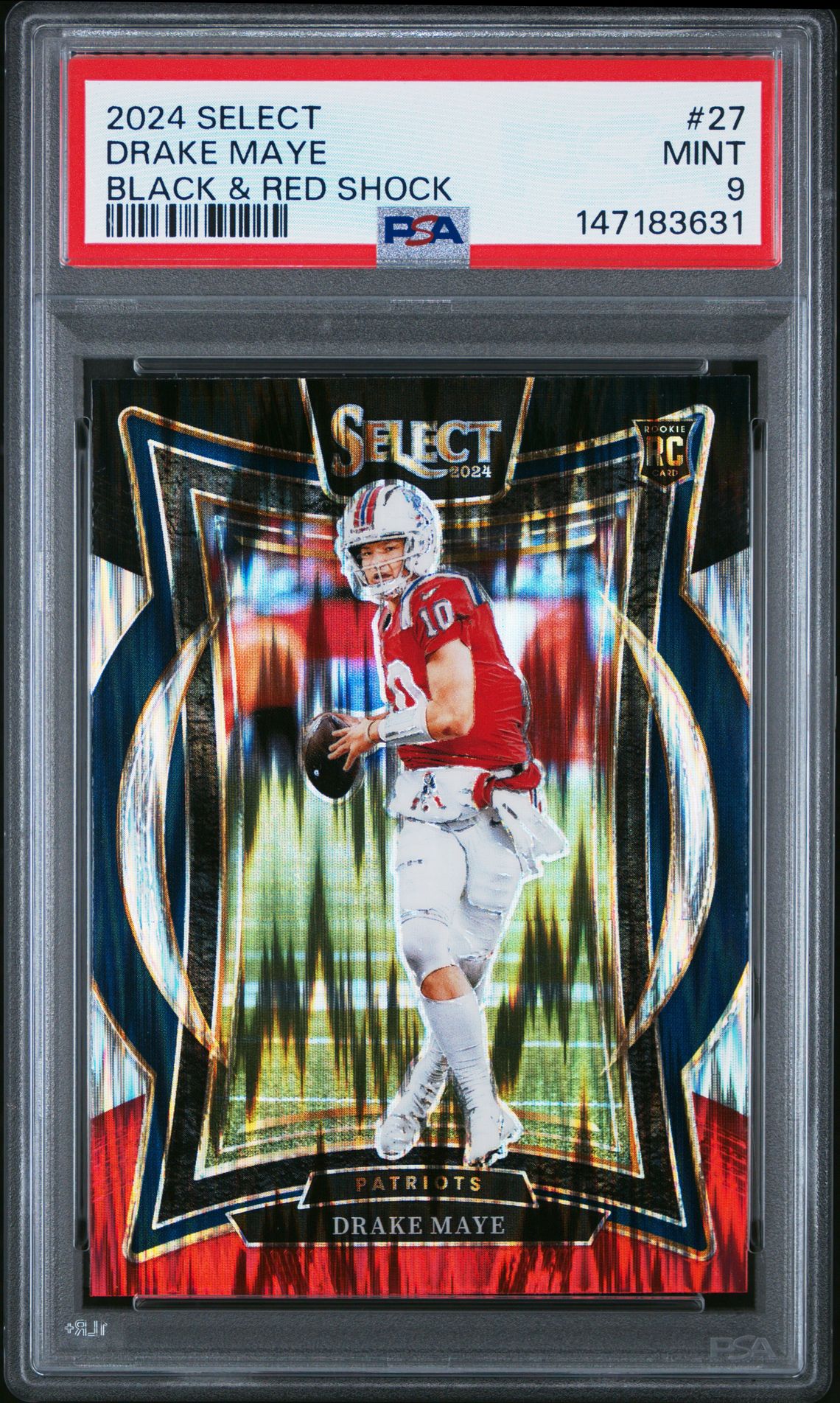 2024 Panini Select Drake Maye #27 (Black & Red Shock) Mint 9 front
