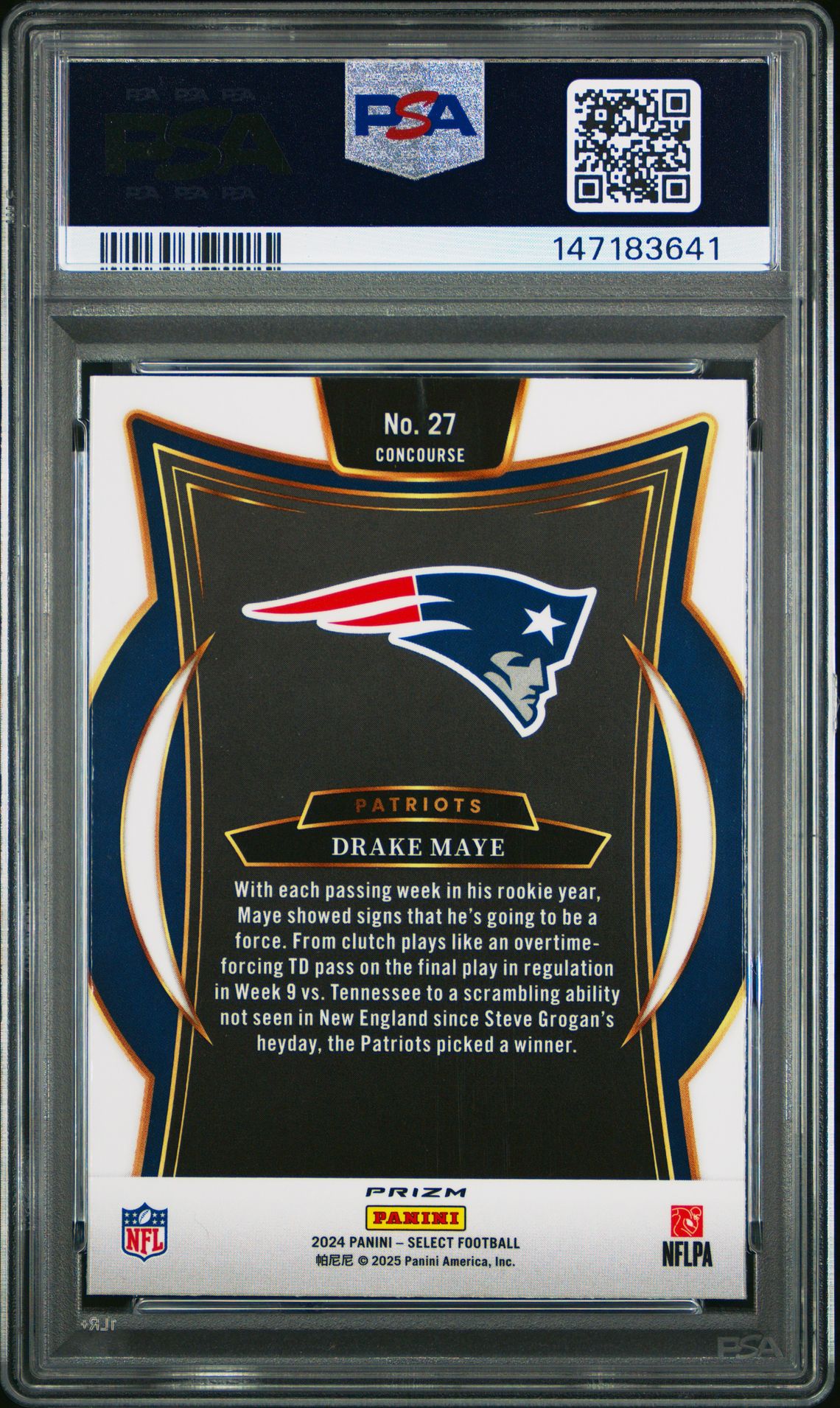 2024 Panini Select Drake Maye #27 (Red & Blue Shock) Nm-Mt 8 back