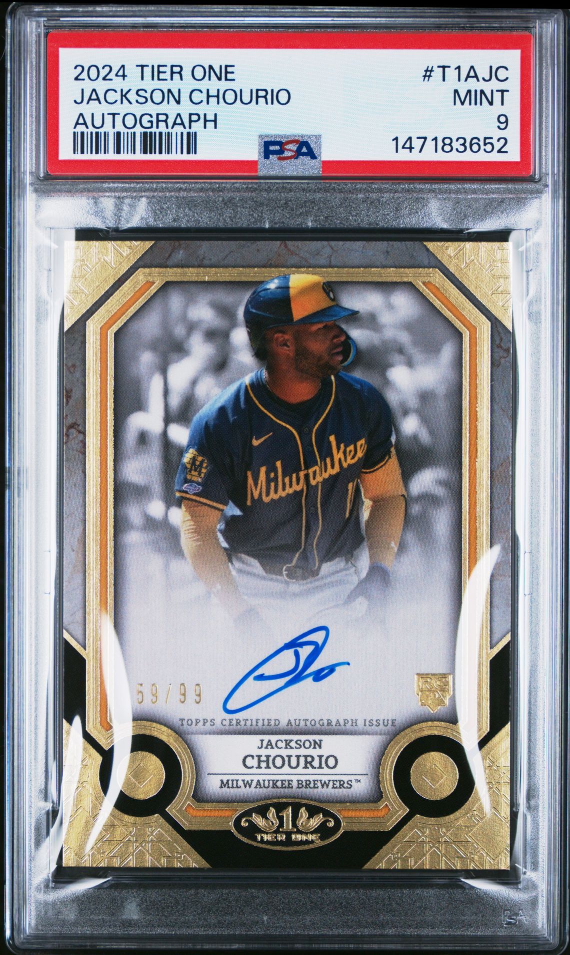 2024 Topps Tier One Autographs Jackson Chourio #T1Ajc Mint 9 front