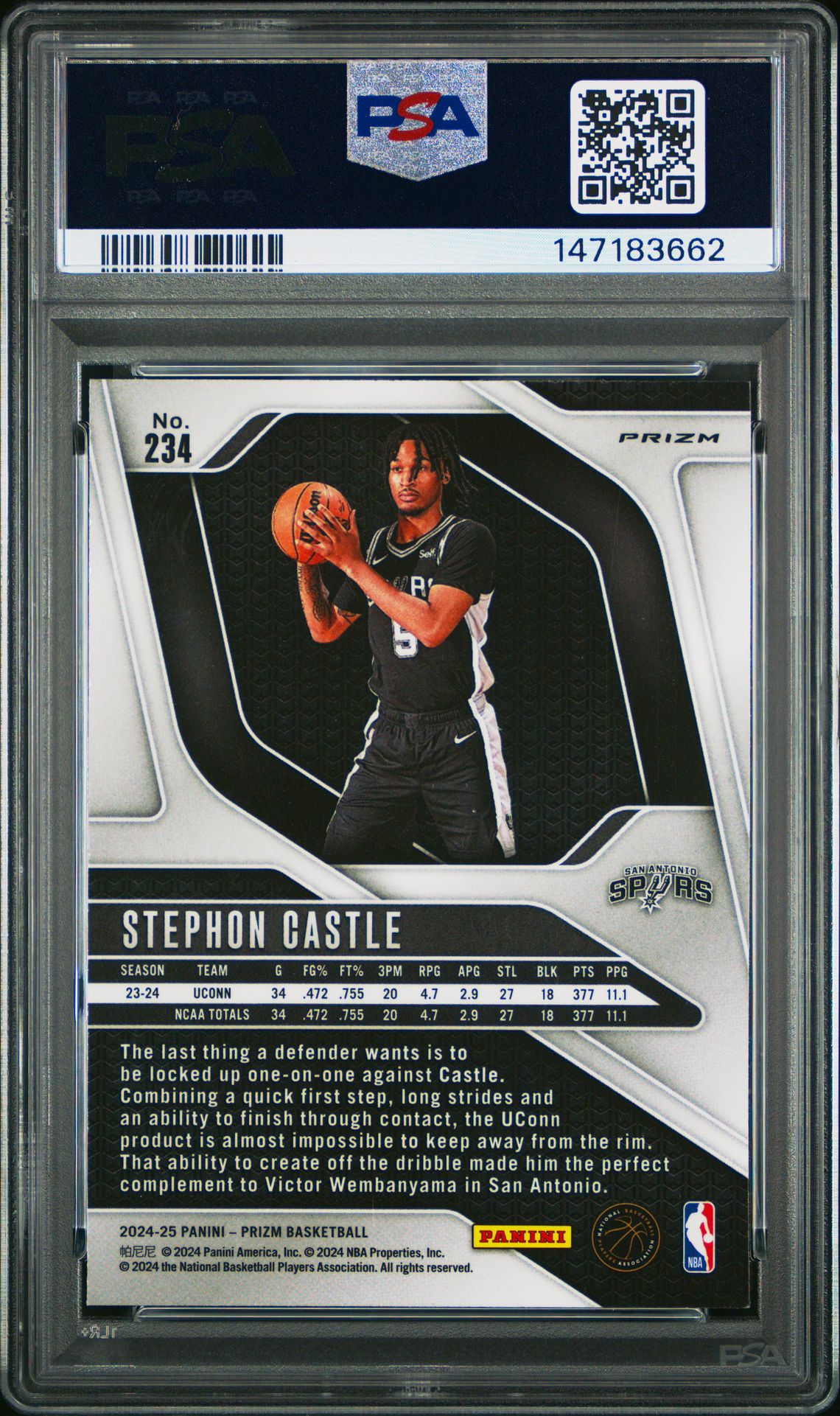 2024 Panini Prizm Stephon Castle #234 (Red Ice) Nm 7 back