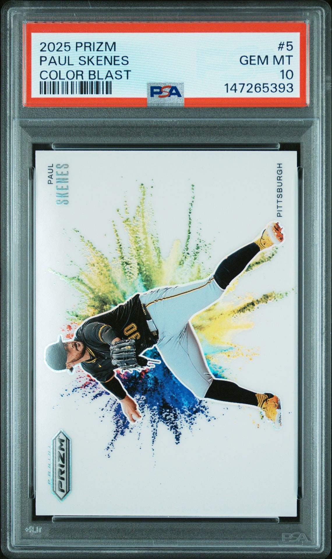 2025 Panini Prizm Color Blast Paul Skenes #5 Gem Mt 10 front