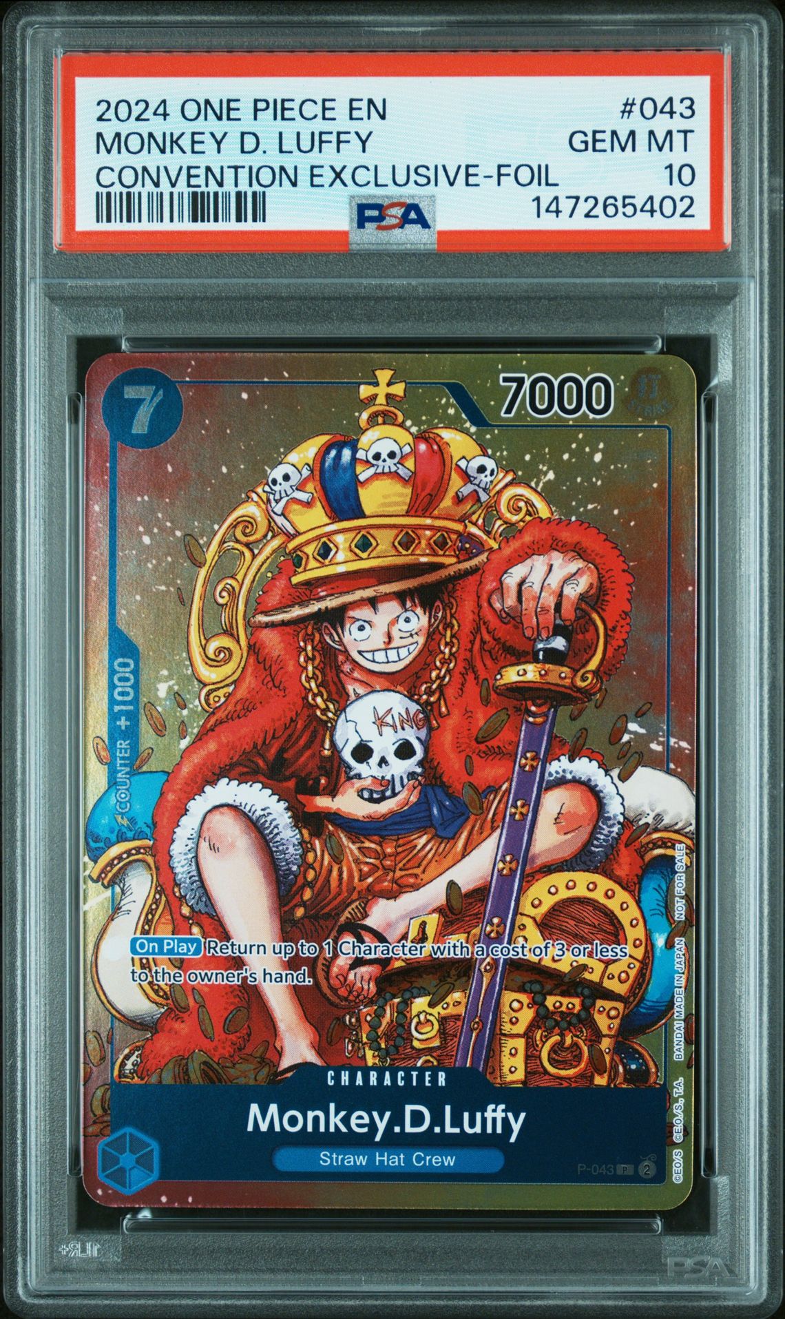 2024 One Piece Promos Monkey D. Luffy #043 (Convention Exclusive-Foil) Gem Mt 10 front