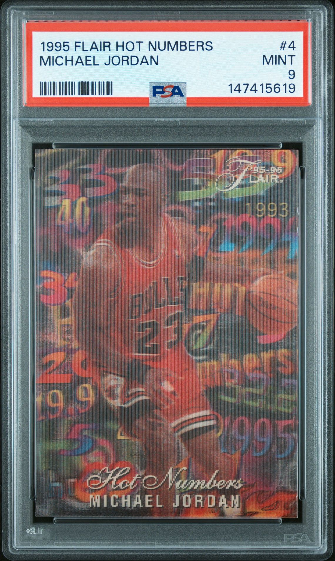 1995 Flair Hot Numbers Michael Jordan #4 Mint 9 front