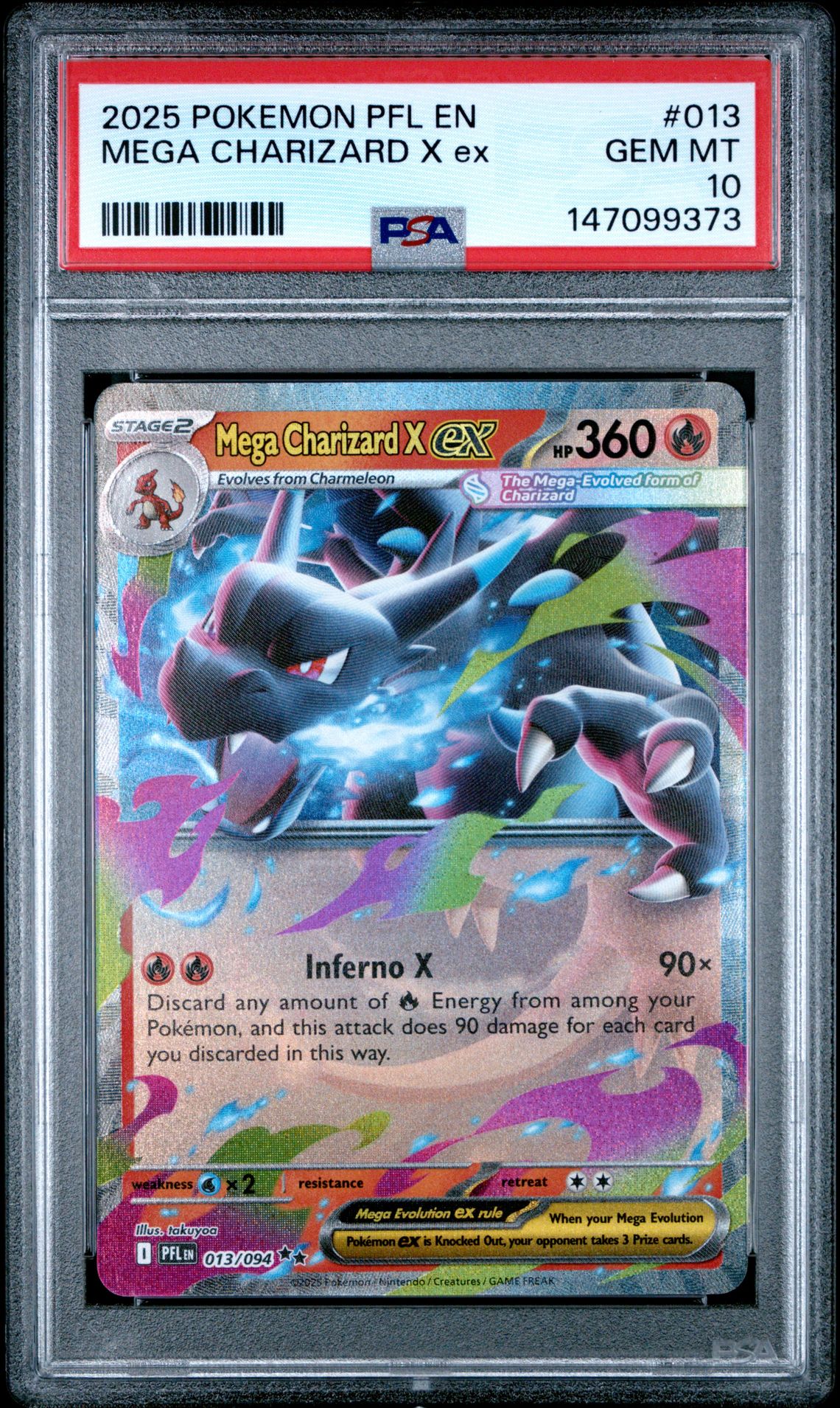 2025 Pokemon POKEMON PFL EN-PHANTASMAL FLAMES #013 Mega Charizard X Ex front