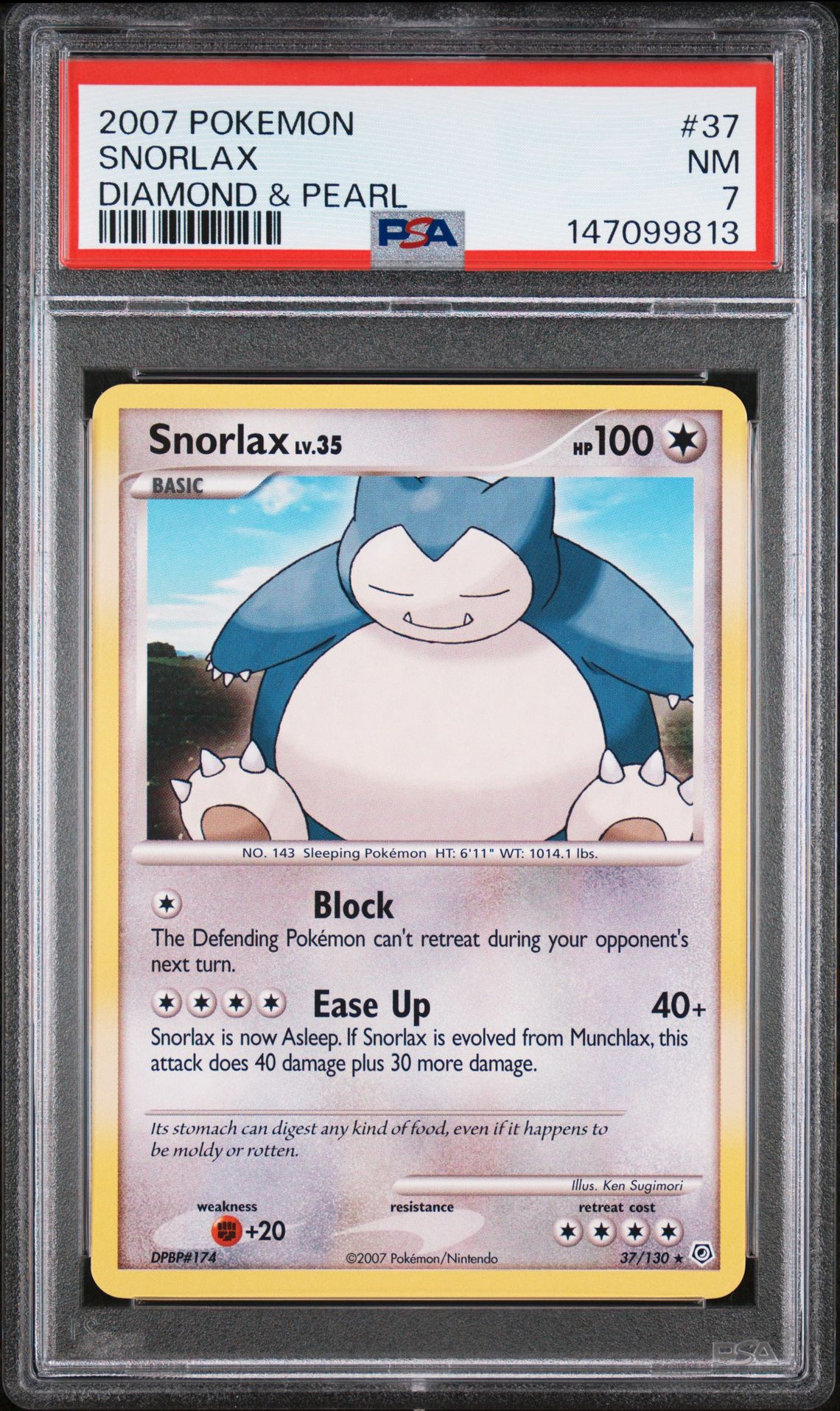 2007 Pokemon POKEMON DIAMOND & PEARL Holo #37 Snorlax front