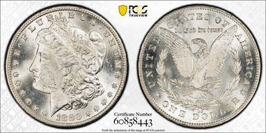 1880-CC $1 8/7 Reverse of 1878 MS64