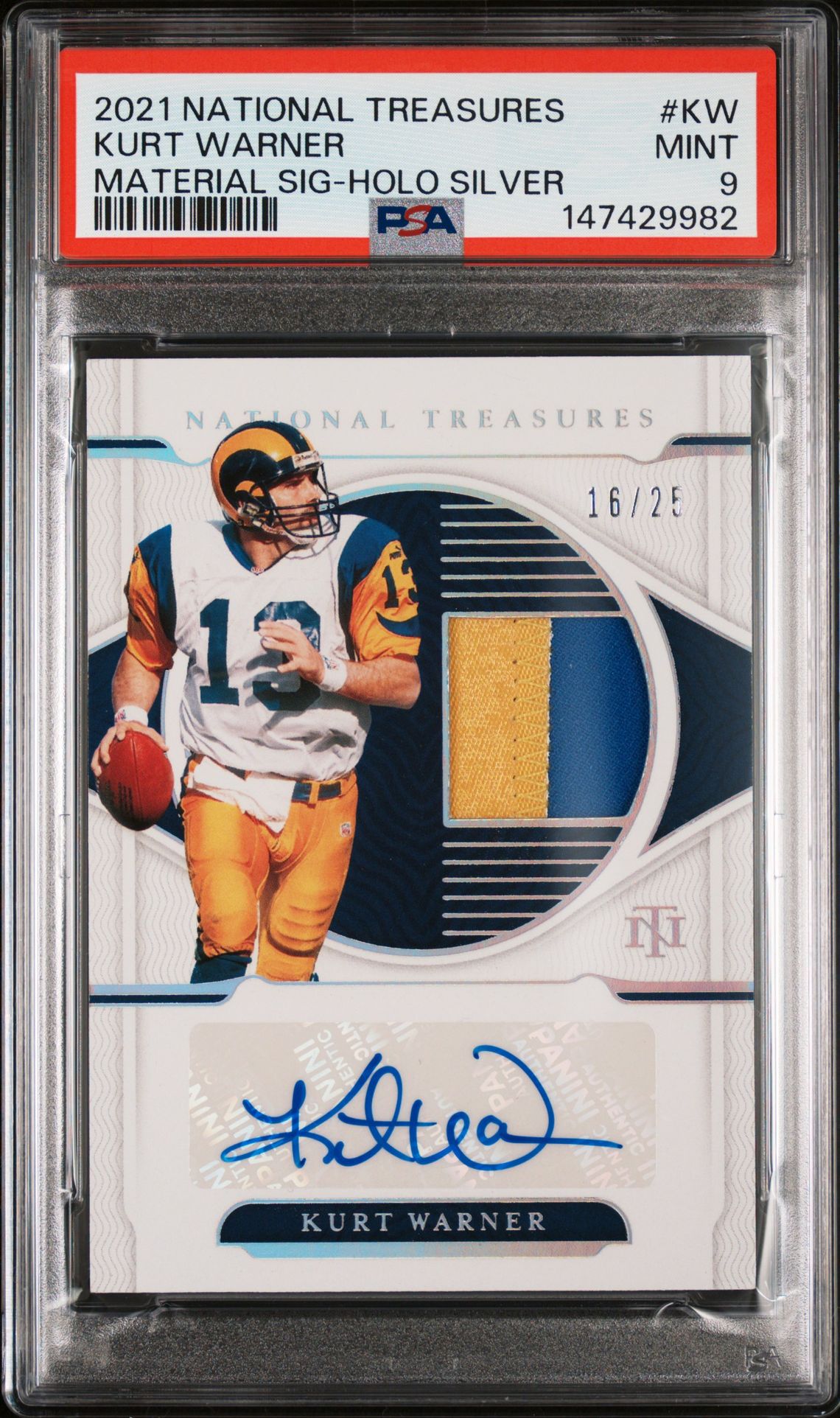 2021 Panini Panini National Treasures Material Signatures #KW Kurt Warner front