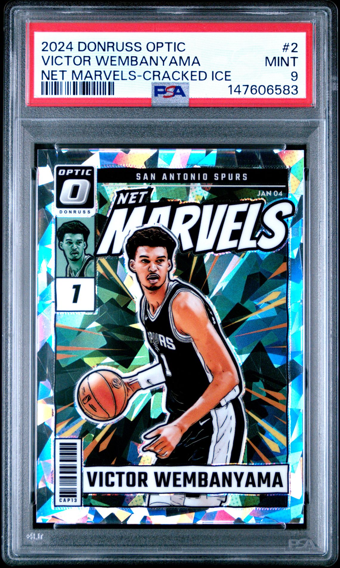 2024 Panini Donruss Optic Net Marvels Victor Wembanyama #2 (Net Marvels-Cracked Ice) Mint 9 front