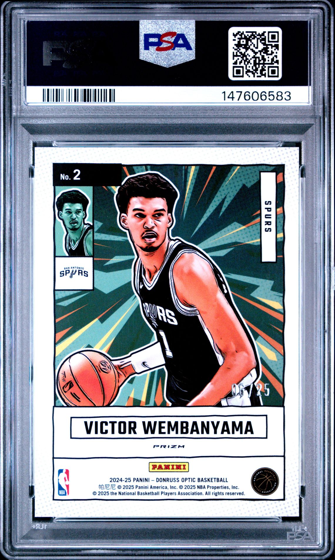 2024 Panini Donruss Optic Net Marvels Victor Wembanyama #2 (Net Marvels-Cracked Ice) Mint 9 back