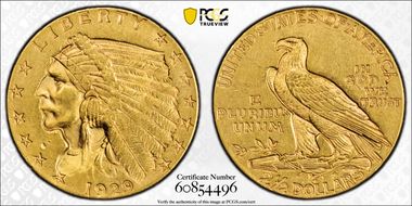 1929 $2.50 AU58