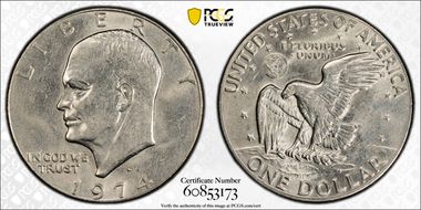 1974-D $1 AU58