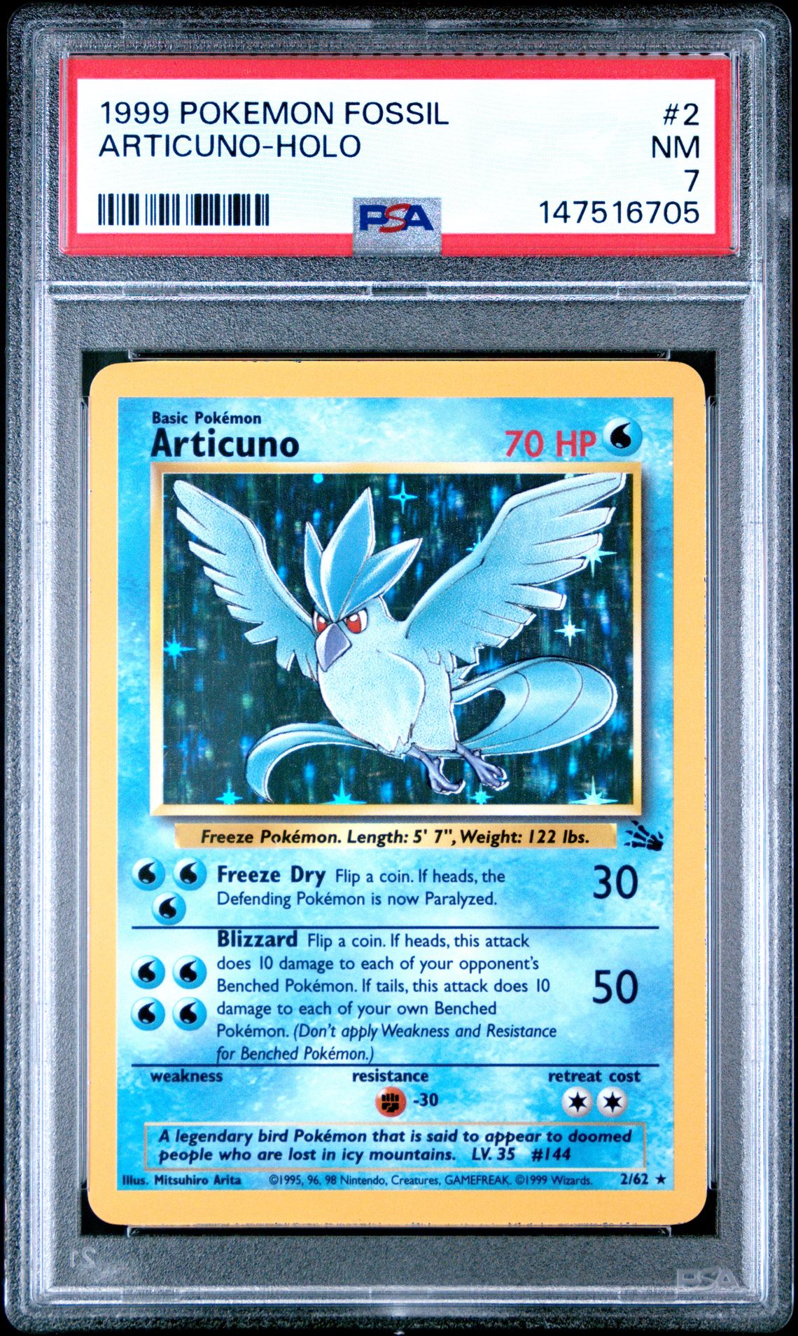 1999 Pokemon POKEMON FOSSIL Holo Articuno-Holo front