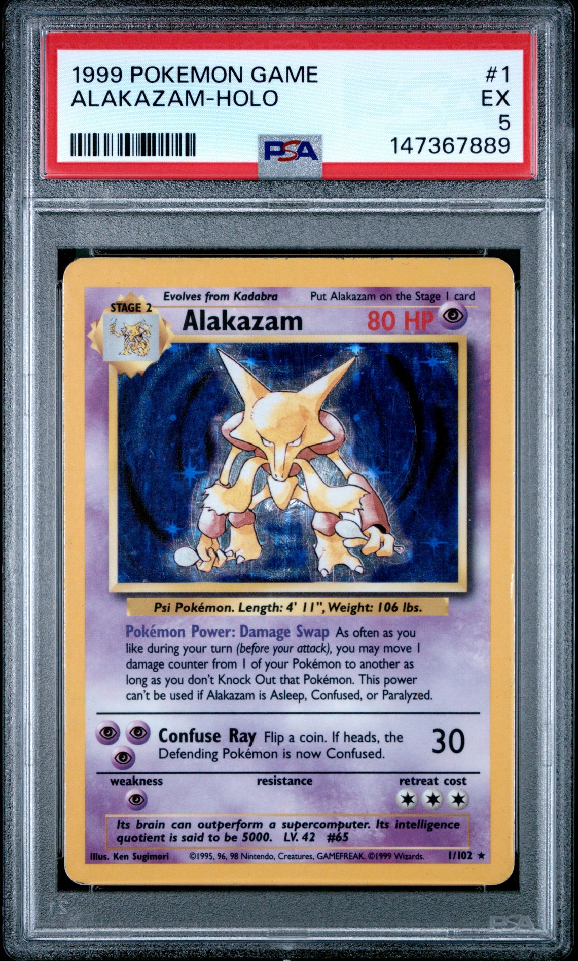 1999 Pokemon POKEMON GAME Holo #1 Alakazam front