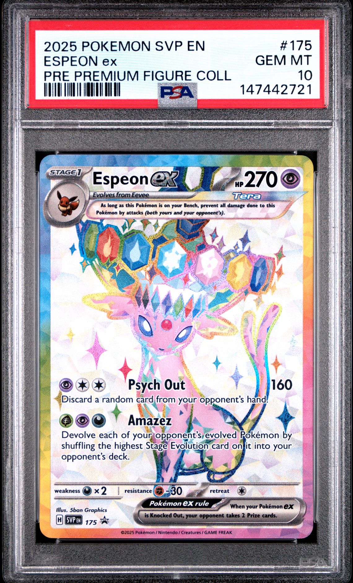 2025 Pokemon POKEMON SVP EN-SV BLACK STAR PROMO PRE PREMIUM FIGURE COLL #175 Espeon Ex front