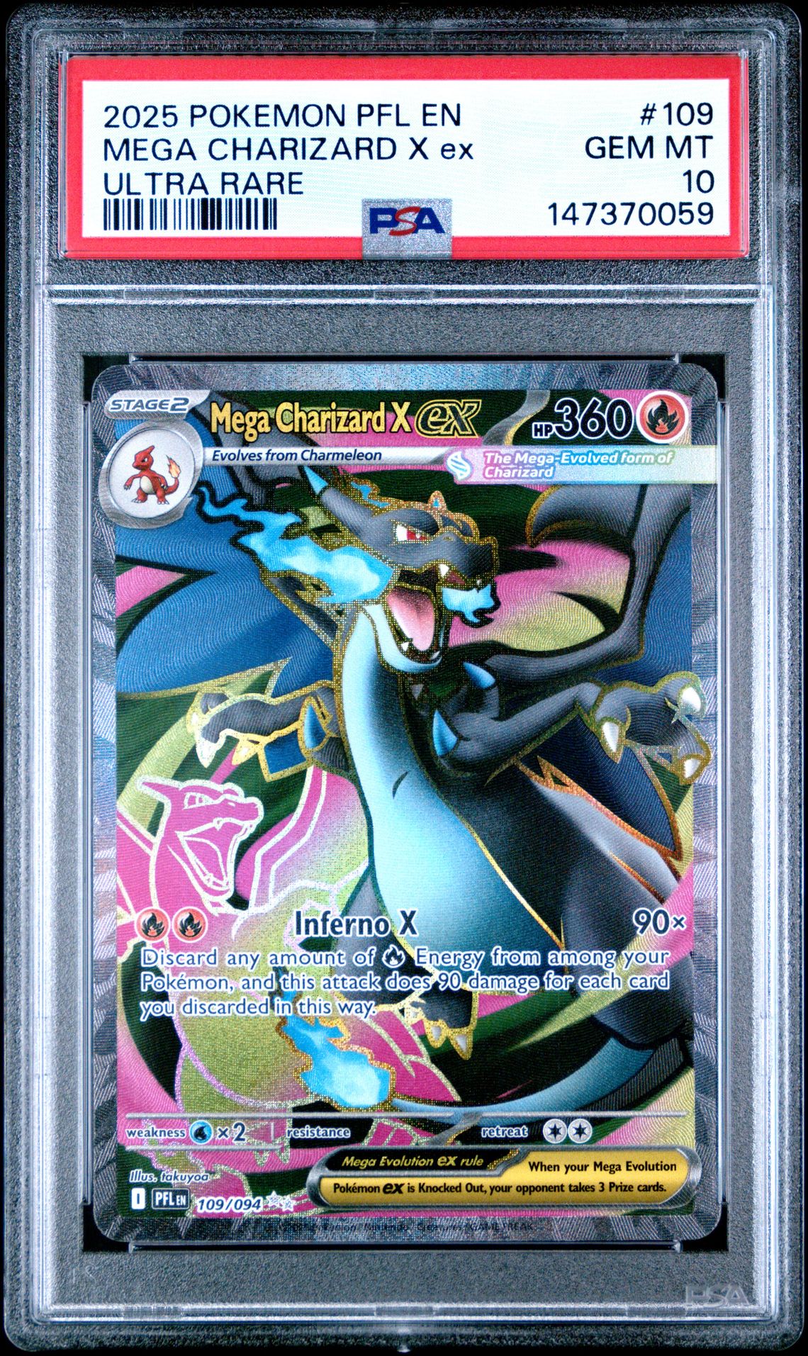 2025 Pokemon POKEMON PFL EN-PHANTASMAL FLAMES ULTRA RARE #109 Mega Charizard X Ex front