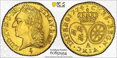 1774-A L.D'Or Gad-342 à la Vieille Tête No Dot, 1st Sem. AU55