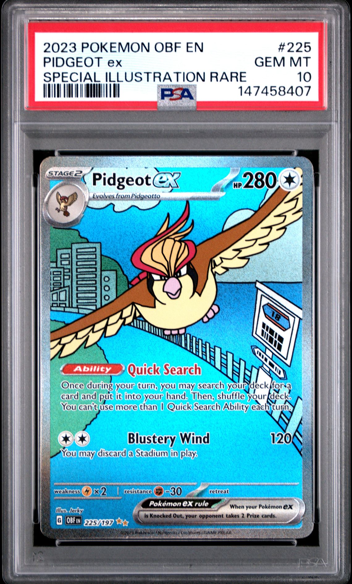 2023 Pokemon POKEMON OBF EN-OBSIDIAN FLAMES SPECIAL ILLUSTRATION RARE #225 Pidgeot Ex front