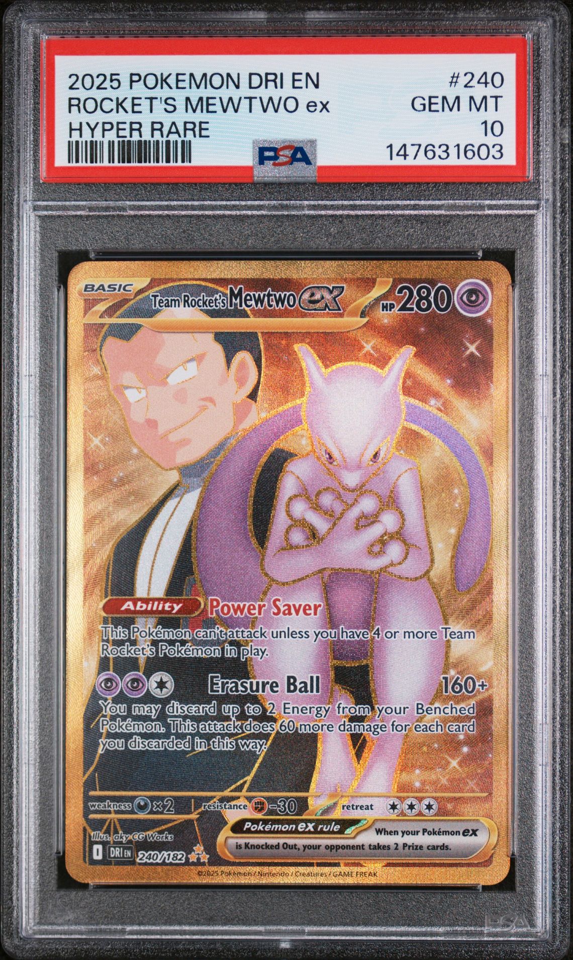 2025 Pokemon POKEMON DRI EN-DESTINED RIVALS HYPER RARE #240 Rocket's Mewtwo EX front