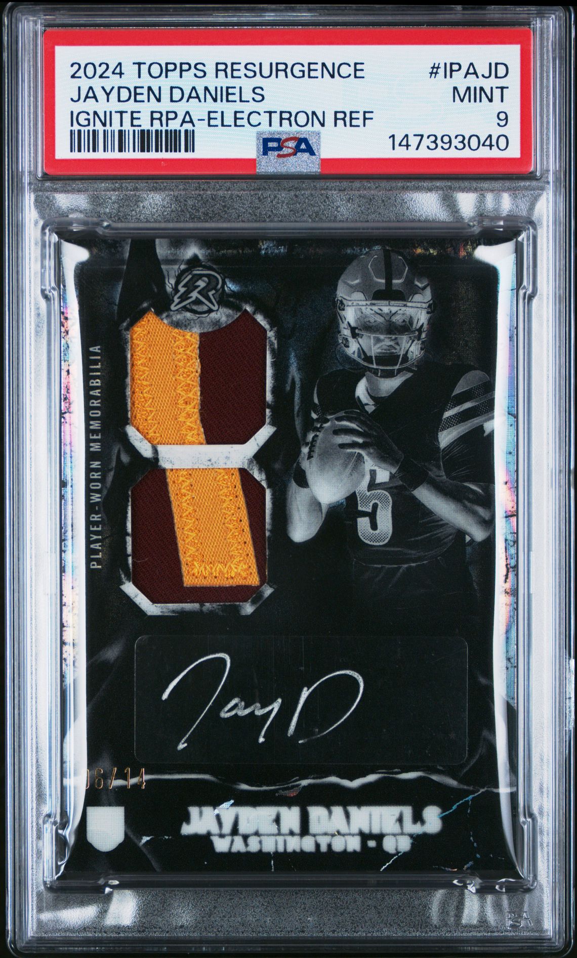 2024 Topps TOPPS RESURGENCE IGNITE ROOKIE PATCH AUTOGRAPHS IGNITE RPA-ELECTRON REF #IPAJD Jayden Daniels front